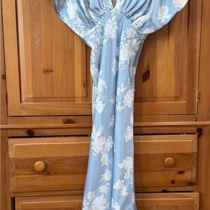 BHLDN Sky Blue and White Floral Gown